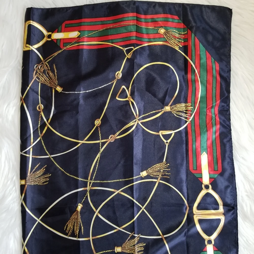 Satin Scarf Blue And Red Color 34 × 34 Inches..... - Picture 6 of 9